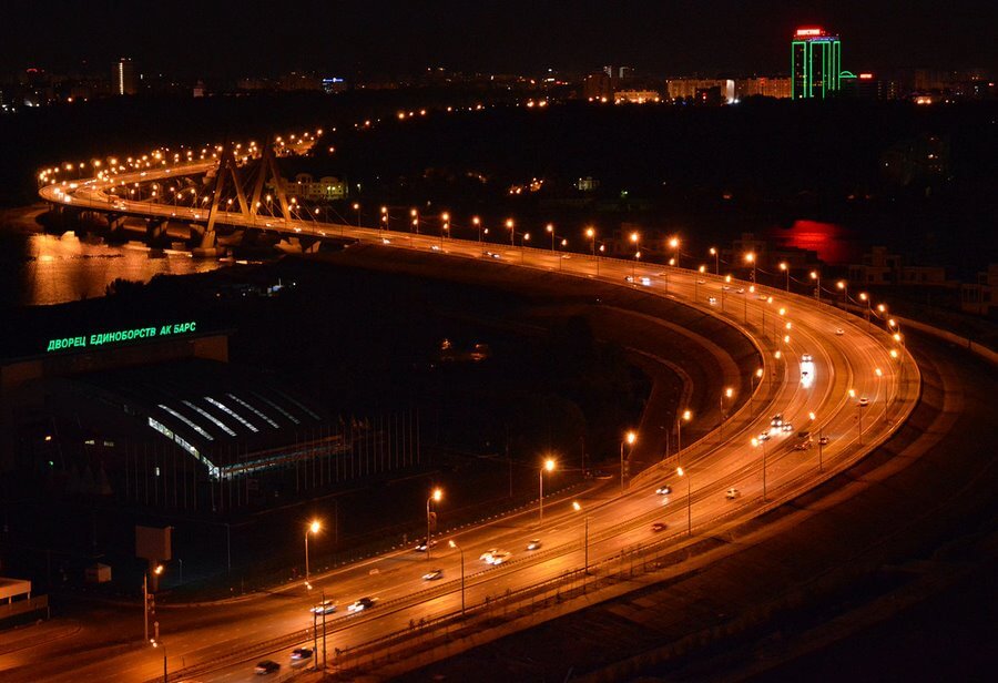 ночная подсветка моста